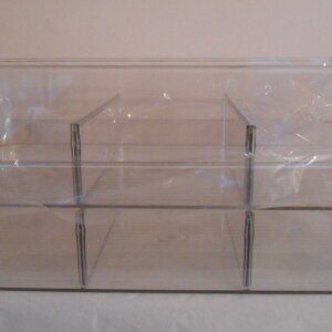 Shelfshaper Clear Large Plastic Divided Storage Organizer Bins-Set Of 2-NEW